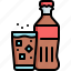 softdrink, cola, drink, beverage, bottle, glass 