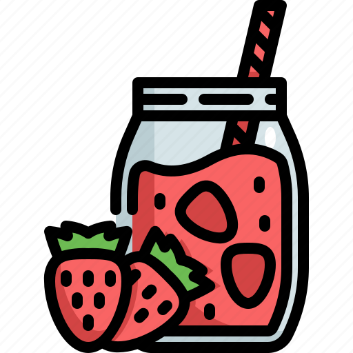 Strawberry, smooties, drink, beverage, glass, juice, fruit icon - Download on Iconfinder