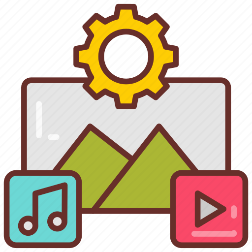 Multimedia, data, image, gear, video, music icon - Download on Iconfinder