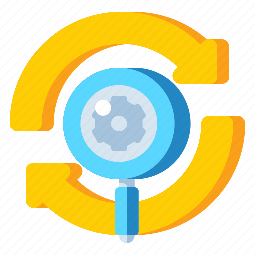 Arrows, magnifying glass, regression, testing icon - Download on Iconfinder