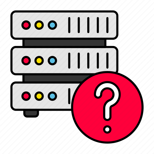 Server, stack, rack, question mark, hosting, connection, database icon - Download on Iconfinder