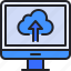 monitor, cloud, upload, computer, storage 