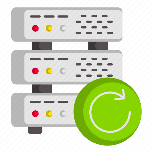 Restore, server stack, server rack, storage device, backup, refresh, recovery icon - Download on Iconfinder