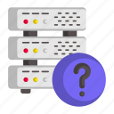 server, stack, rack, question mark, hosting, connection, database