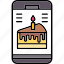smartphone, cellphone, device, iphone, mobile, birthday, cake, celebration 