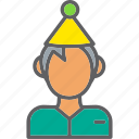 man, avatar, hat, party, birthday, male, celebration