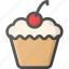 birthday, celebration, cherry, cupcake, dessert, muffin, party 