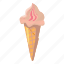 cartoon, cone, cream, ice, pink, sweet, waffle 