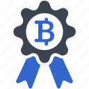 bitcoin, cryptocurrency, achievement, award, ribbon, medal