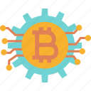 bitcoin, currency, gear, money, cryptocurrency