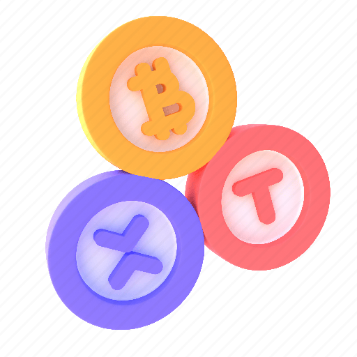 Exchange, 2, crypto, coin, bitcoin 3D illustration - Download on Iconfinder