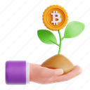 plant, bitcoin, hand, ecology, gesture