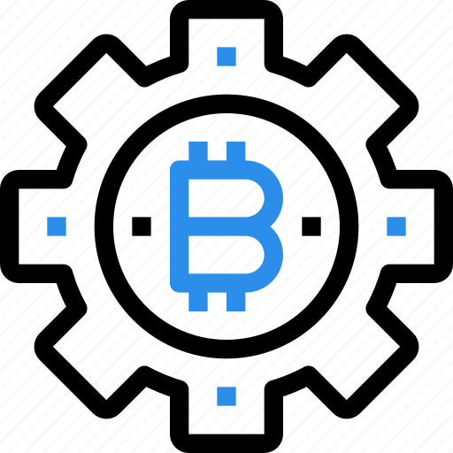 Bitcoin, currency, digital, gear, money, process icon - Download on Iconfinder