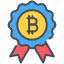 appreciation, award, badge, bitcoin, cryptocurrency, label, reward 