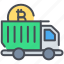 automobile, bitcoin, currency, delivery, transaction, transfer, truck 