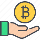 bitcoin, blockchain, coin, cryptocurrency, funding, hand, money