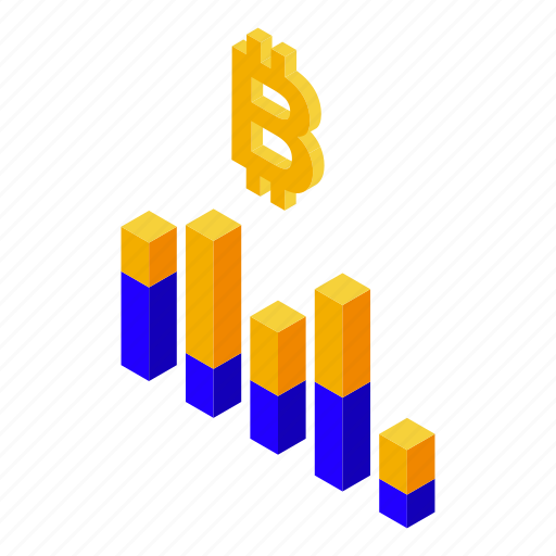 Bitcoin, coin, bars, isometric icon - Download on Iconfinder