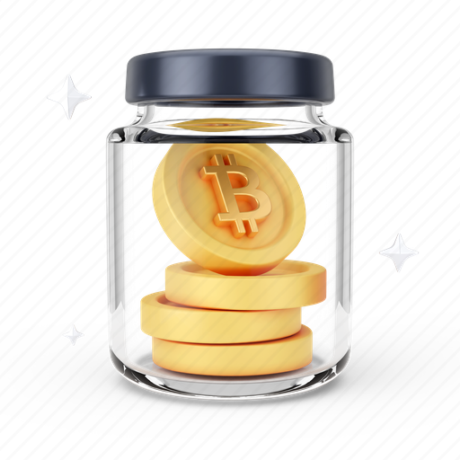 Finance, bitcoin, jar, stack, bottle, crypto, coins 3D illustration - Download on Iconfinder