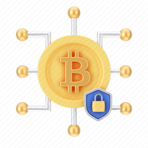 Finance, bitcoin, blockchain, secure, protect, lock, security 3D illustration - Download on Iconfinder