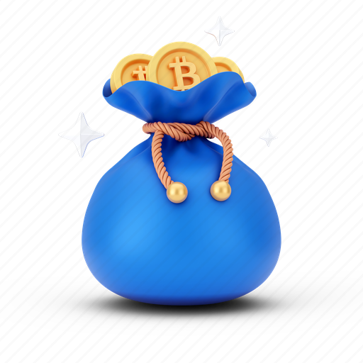 Finance, bitcoin, coin, bag, business, blockchain, cash 3D illustration - Download on Iconfinder