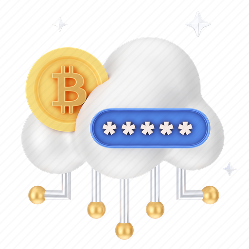 Finance, bitcoin, password, cloud, security, cash, storage 3D illustration - Download on Iconfinder