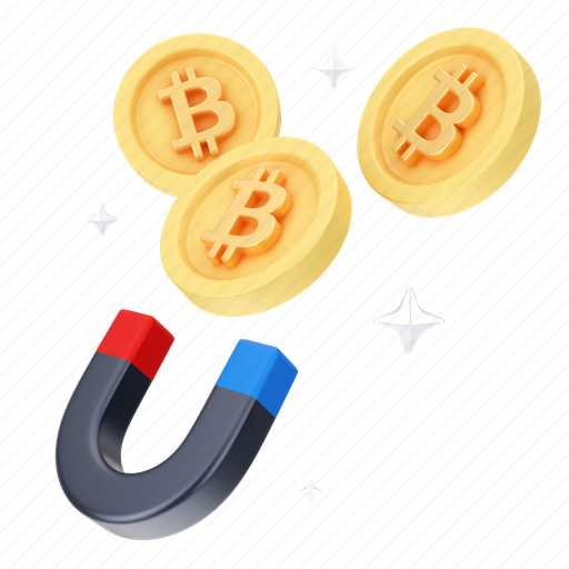 Finance, bitcoin, magnet, business, attract, blockchain, magnetism 3D illustration - Download on Iconfinder