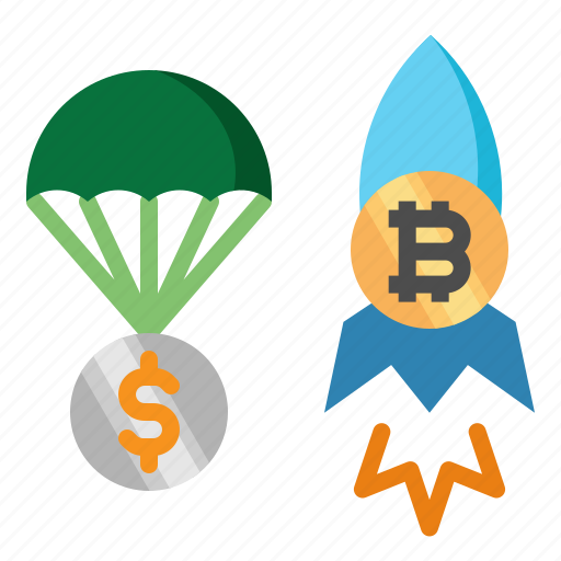 Boost, launch, bitcoin, cryptocurrency, dollar, parachute, drop icon - Download on Iconfinder