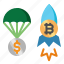 boost, launch, bitcoin, cryptocurrency, dollar, parachute, drop 