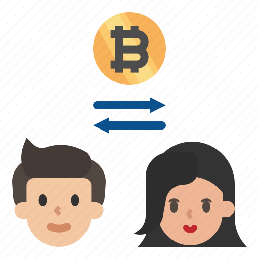 Transfer, bitcoin, cryptocurrency, man, woman icon - Download on Iconfinder