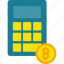 calculator, calculation, device, finance, icon, crypto, bitcoin, blockchain 