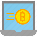 laptop, bitcoin, blockchain, crypto, cryptocurrency, digital, network, processing, icon