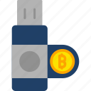 usb, bitcoin, digital, drive, flash, storage, wallet, icon, crypto, blockchain