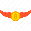 wings, bitcoin, cryptocurrency, fly, business, icon, crypto, blockchain