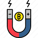 magnet, bitcoin, blockchain, finance, coin, crypto, magnetic, icon