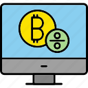 monitor, bitcoin, chart, growth, profit, icon, crypto, blockchain