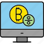 monitor, bitcoin, chart, growth, profit, icon, crypto, blockchain 