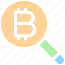 bitcoin, bitcoin icon, find, magnifier, magnifier icon, search, zoom