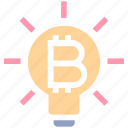 bitcoin, bulb, cryptocurrency, idea, innovation, light, light bulb