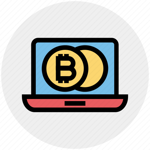 Bitcoin, blockchain, coins, cryptocurrency, income, laptop, money icon - Download on Iconfinder