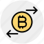 arrows, bitcoin, coin, cryptocurrency, exchange, right and left, transaction 