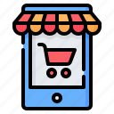 cart, shop, smartphone, store, trolley, online, shopping