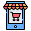 cart, shop, smartphone, store, trolley, online, shopping 