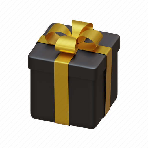 Gift, black friday, shopping, commerce, present, box, ribbon 3D illustration - Download on Iconfinder