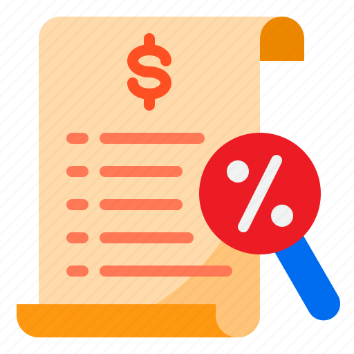 Bill, receipt, search, shopping, percent, tag icon - Download on Iconfinder