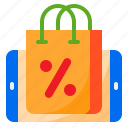 mobilephone, percent, tag, online, discount, shopping, bag