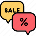 chat, sale, discount, message, communication, bubble, shop, store
