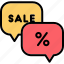 chat, sale, discount, message, communication, bubble, shop, store 