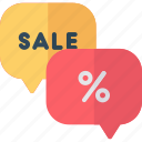 chat, sale, comment, bubble, speech, talk, discount, shopping, communication