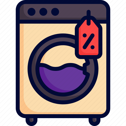 Sale, washing machine, discount, black friday, price tag icon - Download on Iconfinder