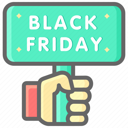Black friday, cyber, hand, holding, monday, sign icon - Download on Iconfinder